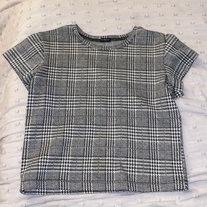 plad/ checkered brandy melville baby T, XS, black and white